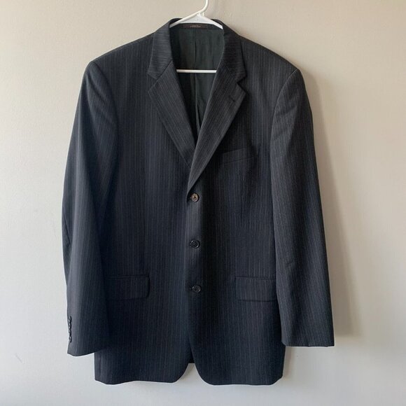 Joseph Abboud Nordstrom Mens Wool Striped 3 Button Sport Coat Suit Blazer Sz 42L - Picture 1 of 13